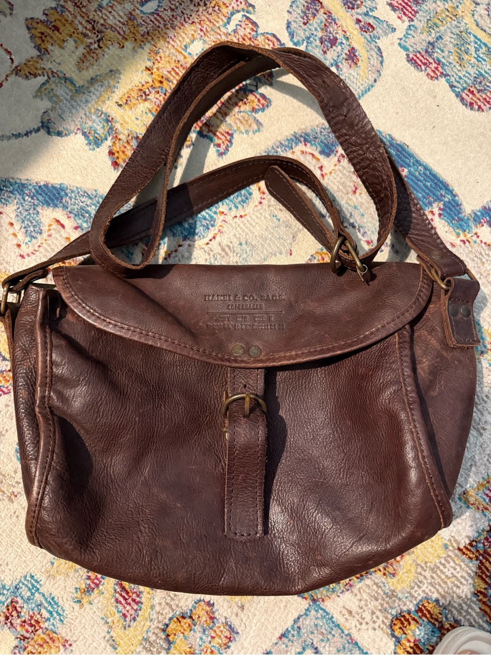 Leather Crossbody Satchel in Dark Brown